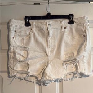 American Eagle Outfitters White Ripped Jean Shorts